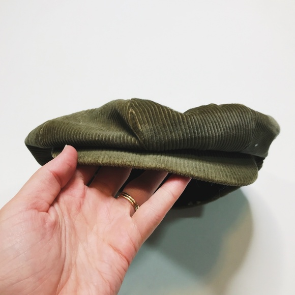 • VINTAGE • army green corduroy baker boy hat - Picture 4 of 5